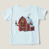 Cute Cartoon Kerstmis Rode Schuur - Festelijke Boe (Design achterkant)