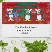 Cute Cartoon-kerstpinguïns Theedoek (Gevouwen)