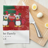 Cute Cartoon-kerstpinguïns Theedoek (Quarter Fold)