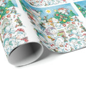 Cute Cartoon Kerstpoar Beer Penguin Party Cadeaupapier (Rol Hoek)