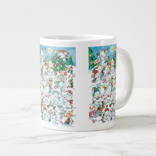 Cute Cartoon Kerstpoar Beer Penguin Party Grote Koffiekop (Voorkant rechts)