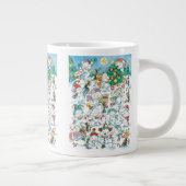 Cute Cartoon Kerstpoar Beer Penguin Party Grote Koffiekop (Rechts)