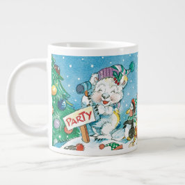 Cute Cartoon Kerstpoar Beer Penguin Party Grote Koffiekop