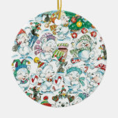 Cute Cartoon Kerstpoar Beer Penguin Party Keramisch Ornament (Voorkant)