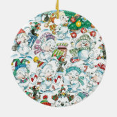 Cute Cartoon Kerstpoar Beer Penguin Party Keramisch Ornament (Achterkant)