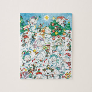 Cute Cartoon Kerstpoar Beer Penguin Party Legpuzzel