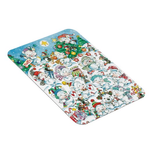 Cute Cartoon Kerstpoar Beer Penguin Party Magneet (Rechterzijde)