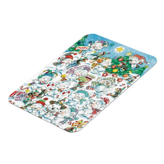 Cute Cartoon Kerstpoar Beer Penguin Party Magneet (Linkerzijde)