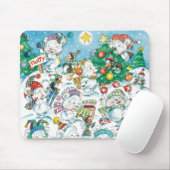 Cute Cartoon Kerstpoar Beer Penguin Party Muismat (Met muis)