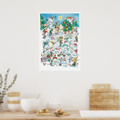 Cute Cartoon Kerstpoar Beer Penguin Party Poster (Keuken)