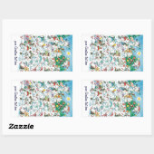 Cute Cartoon Kerstpoar Beer Penguin Party Rechthoekige Sticker (Vel)