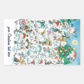 Cute Cartoon Kerstpoar Beer Penguin Party Rechthoekige Sticker (Voorkant)