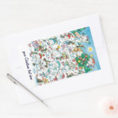 Cute Cartoon Kerstpoar Beer Penguin Party Rechthoekige Sticker (Envelop)