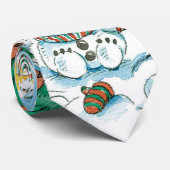 Cute Cartoon Kerstpoar Beer Penguin Party Stropdas (Opgerold)