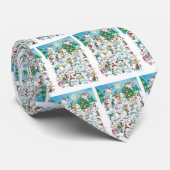 Cute Cartoon Kerstpoar Beer Penguin Party Stropdas (Opgerold)