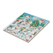 Cute Cartoon Kerstpoar Beer Penguin Party Tegeltje (Zijkant)