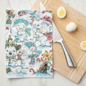 Cute Cartoon Kerstpoar Beer Penguin Party Theedoek (Quarter Fold)