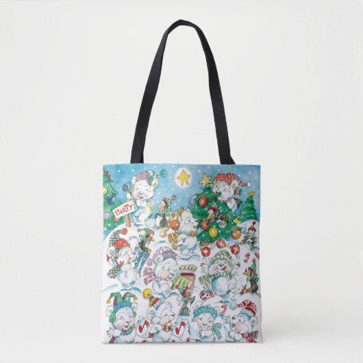 Cute Cartoon Kerstpoar Beer Penguin Party Tote Bag (Voorkant)