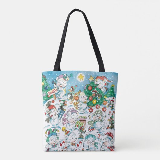 Cute Cartoon Kerstpoar Beer Penguin Party Tote Bag (Achterkant)