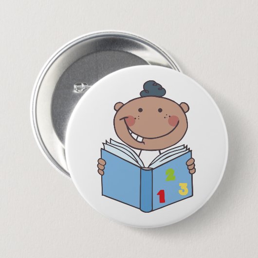 Cute Cartoon Kid Reading a Numbers Book Ronde Button 7,6 Cm (Voorkant /achterkant)