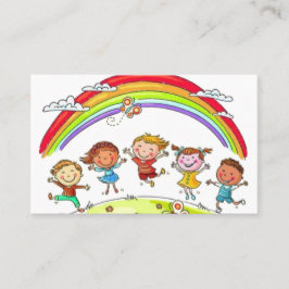 Cute Cartoon Kinder Regenboogdag Kinderopvang Visitekaartje