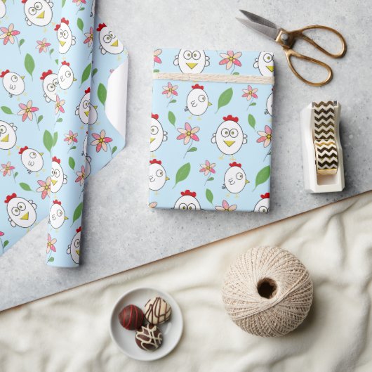 Cute Cartoon Kip Illustratie Cadeaupapier (Crafts)