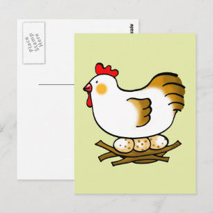 Cute Cartoon Kip op Nest met Boerderij Eieren Briefkaart