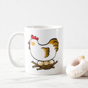 Cute Cartoon Kip op Nest met Boerderij Eieren Koffiemok
