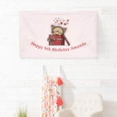 Cute Cartoon Kitten in a Box with Hearts Birthday Spandoek (Insitu)