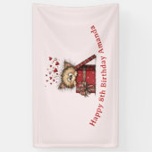 Cute Cartoon Kitten in a Box with Hearts Birthday Spandoek (Verticaal)