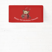 Cute Cartoon Kitten in a Box with Hearts Birthday Spandoek (Insitu)