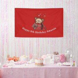Cute Cartoon Kitten in a Box with Hearts Birthday Spandoek