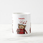 Cute Cartoon Kitten in a Box with Hearts Koffiemok (Center)