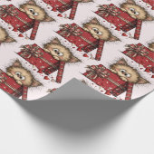 Cute Cartoon Kitten in a Box with Hearts Pattern Cadeaupapier (Hoek)
