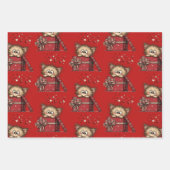 Cute Cartoon Kitten in a Box with Hearts Pattern Inpakpapier Vel (Voorkant 3)