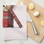 Cute Cartoon Kitten in a Box with Hearts Theedoek (Quarter Fold)