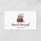 Cute Cartoon Kitten in a Box with Hearts Visitekaartje (Voorkant)