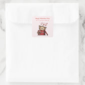 Cute Cartoon Kitten with Hearts Valentine's Day Vierkante Sticker (Tas)