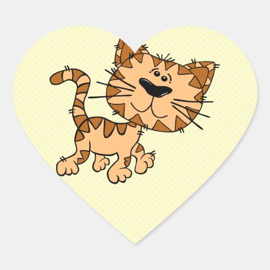 Cute Cartoon Kitty Cat Hart Sticker (Voorkant)