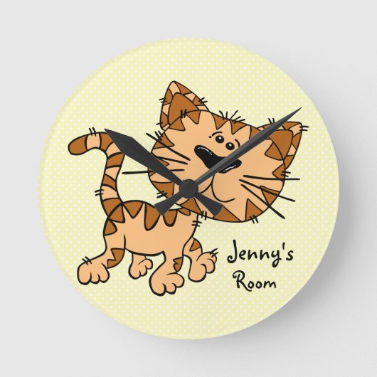 Cute Cartoon Kitty Cat Ronde Klok (Voorkant)