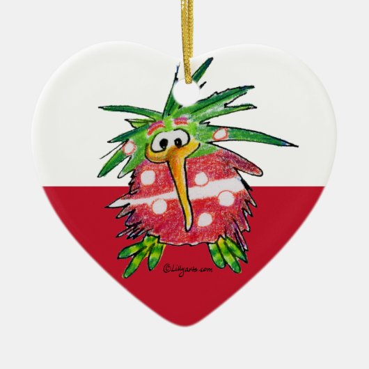 Cute Cartoon Kiwi Heart Ornament (Voorkant)