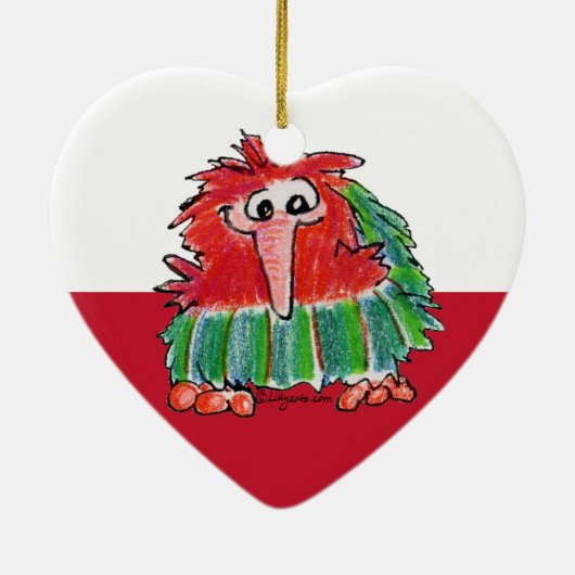 Cute Cartoon Kiwi Heart Ornament (Achterkant)