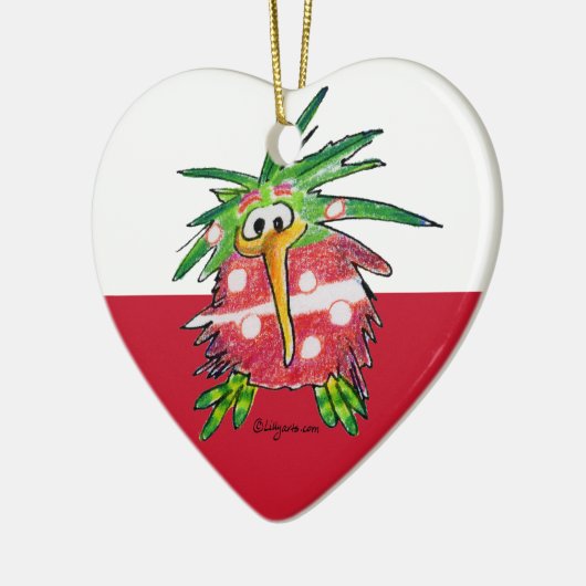 Cute Cartoon Kiwi Heart Ornament (Links)