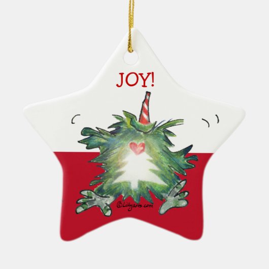 Cute Cartoon Kiwi kerstster Keramisch Ornament (Voorkant)