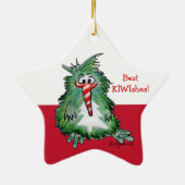 Cute Cartoon Kiwi kerstster Keramisch Ornament (Achterkant)