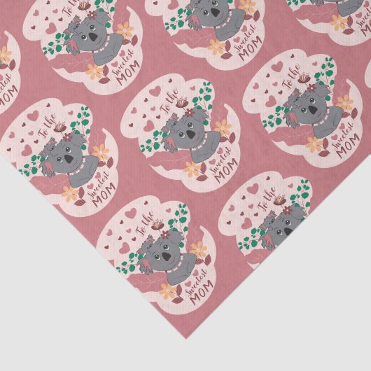 Cute cartoon koala baby roze tissuepapier (Detail)