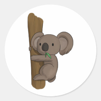 Cute Cartoon Koala Beer over de Eucalyptus-boom Ronde Sticker