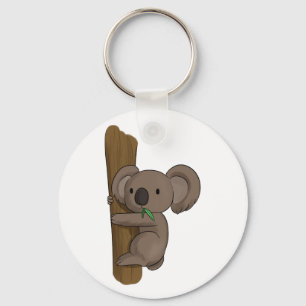 Cute Cartoon Koala Beer over de Eucalyptus-boom Sleutelhanger