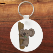 Cute Cartoon Koala Beer over de Eucalyptus-boom Sleutelhanger (Voorkant)