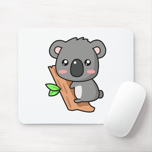 Cute Cartoon Koala Beer over de Eucalyptusboom Muismat (Met muis)